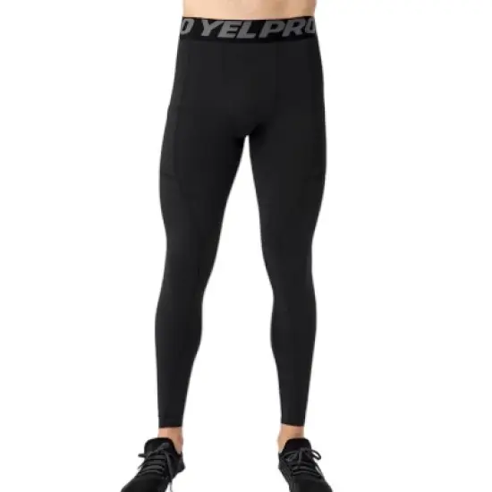 Anna-Kaci Active Men's Full Length Compression Leggings with Wide Waistband and Moisture-Wicking Stretch Fabric image {6}