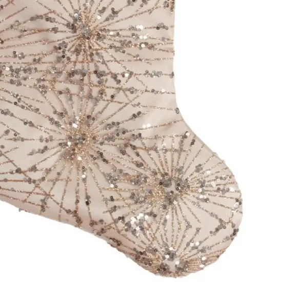 Northlight 20.5-Inch Gold Glitter and Sequin Satin Cuff Christmas Stocking image {2}