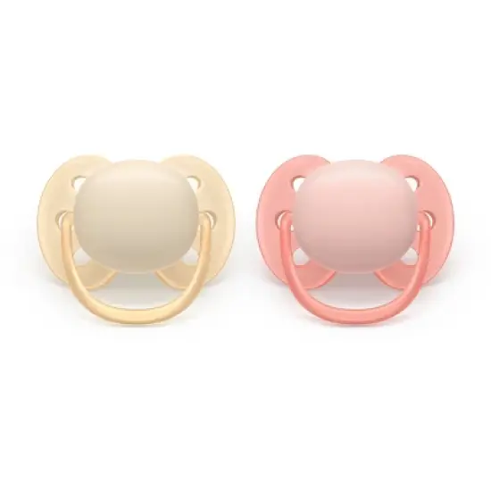 Philips Avent Ultra Soft Pacifiers 0-6m - Sand/Soft Pink - 2pk image {2}
