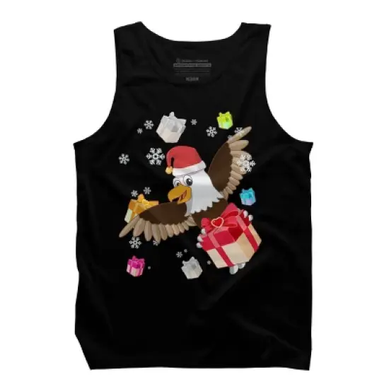 Men's Design By Humans Santa American Bald Eagle Christmas T-Shirt By thebeardstudio Tank Top image {4}