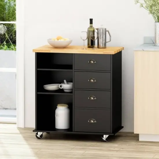 Provence Contemporary Kitchen Cart with Wheels - Christopher Knight Home image {1}