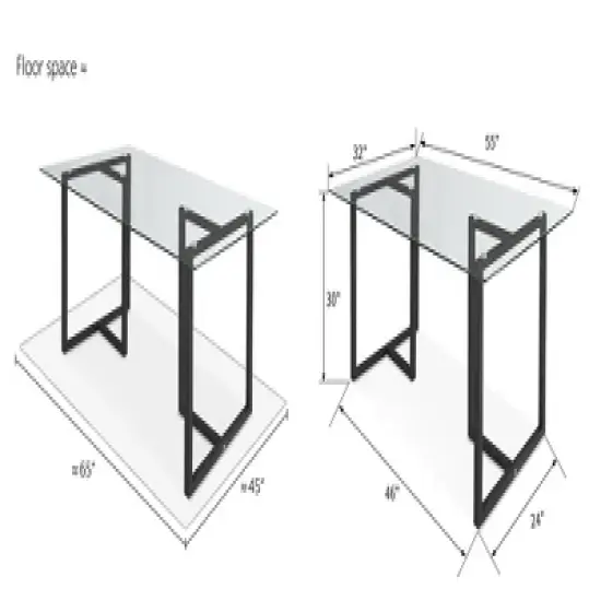 Contemporary Ming 55" Dining Table with Clear Tempered Transparent Glass Tabletop-The Pop Maison image {7}