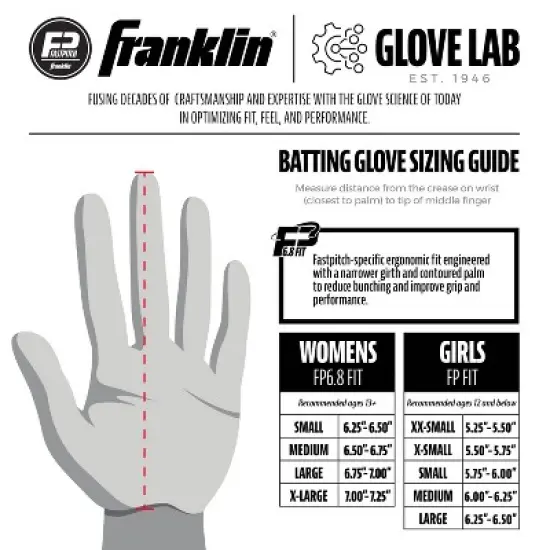 Franklin Sports Classix X FP Batting Gloves Medium - White / Gold image {5}