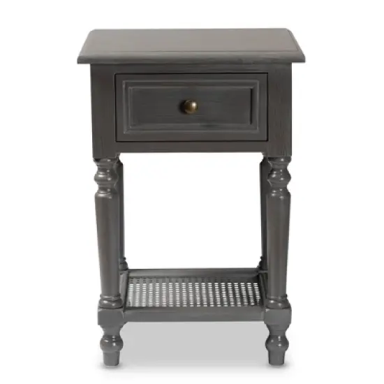 Sheldon Vintage Wood 1 Drawer Nightstand Gray - Baxton Studio image {2}