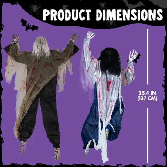 Joyfy 47" Halloween Climbing Dead Zombies Wall Decoration 2 Pack, Outdoor Haunted House Prop, Yard Lawn Garden Party Decor Supplies image {4}