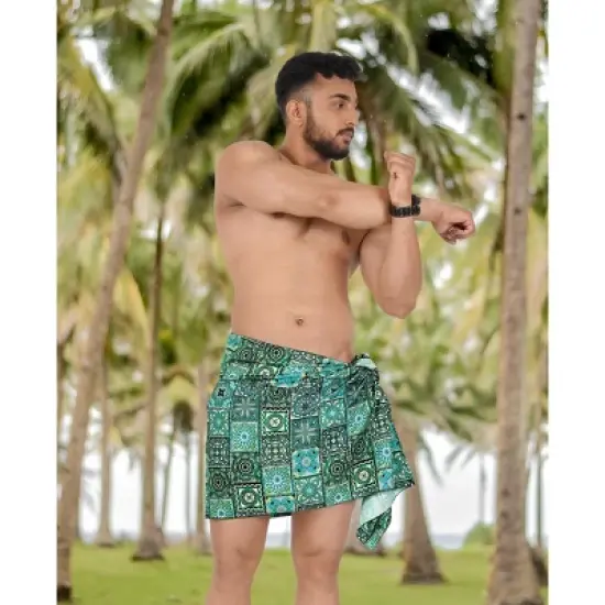 LA LEELA Men's Beachwear Wrap Summer Short Hawaiian Lava Lava Regular Surfing Cover-Up Swimwear Holidays Beach Sarongs For Men One Size Multi, Floral image {4}