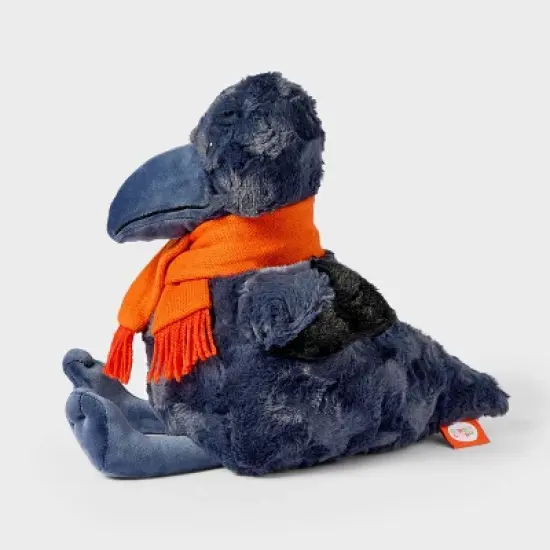 11" Crow with Scarf Stuffed Animal - Gigglescape&trade;: Polyester Character Plush Toy, 11.5" Height, 0.6 lbs image {2}