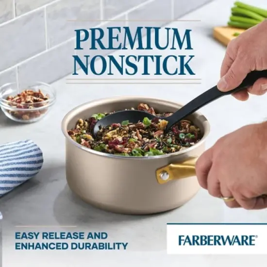 Farberware Radiant 3qt Nonstick Covered Sauce Pan: Dishwasher-Safe, Tempered Glass Lid, Electric & Gas Compatible image {3}