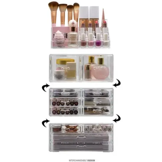 Sorbus Cosmetic Makeup and Jewelry Storage Case Display Organizer - Spacious Design - Great for Bathroom, Dresser, Vanity and Countertop (Marble) image {3}
