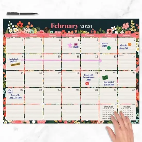 TF Publishing 22.5"x17.5" 2026 Bountiful Blooms Large Desk Pad Monthly Blotter Calendar image {1}