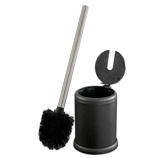 Toilet Brush with Closing Lid Black - Bath Bliss: Iron & Polypropylene, 15.4" Height, Bathroom Accessory image {6}