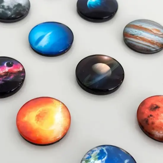 Wrapables Crystal Glass Magnets, Refrigerator Magnets for Office Whiteboards, Cabinets, Lockers (Set of 12), Planets image {2}