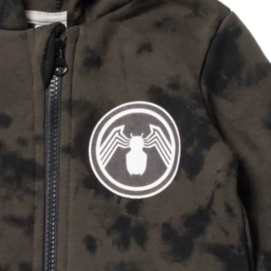 Marvel Avengers Spider-Man Little Boys Zip Up Fleece Hoodie Graphic T-Shirt and Jogger 3 Piece Outfit Set Toddler to Big Kid image {6}