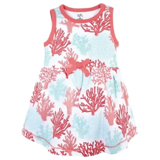 Touched by Nature Baby and Toddler Girl Organic Cotton Short-Sleeve and Long-Sleeve Dresses, Coral Reef image {2}