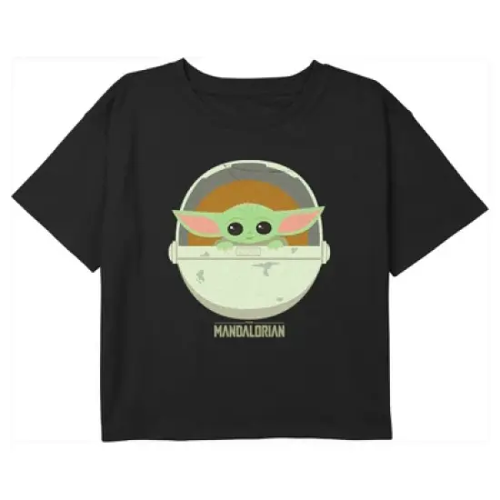 Girl's Star Wars: The Mandalorian Grogu Cartoon Art Bassinet Crop T-Shirt image {2}