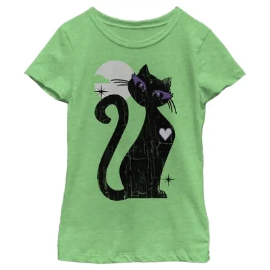 Girl's Lost Gods Halloween Full Moon Cat Heart T-Shirt image {4}