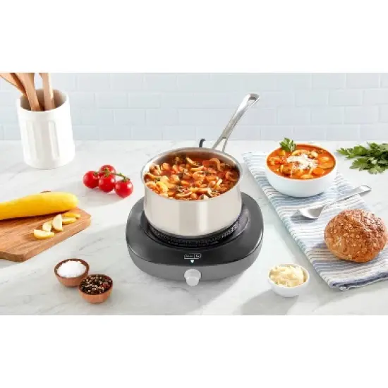 Dash Everyday Electric Cooktop: 1200W, Smooth Top, 1 Burner, Countertop, Gray image {10}