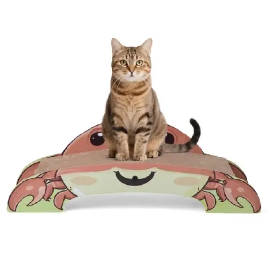 Sandinrayli Crab-Shape Cat Scratcher, Corrugated Cardboard Cat Scratch Bed Lounge, Durable 2-Side Curved Cat Scratching Pad image {8}