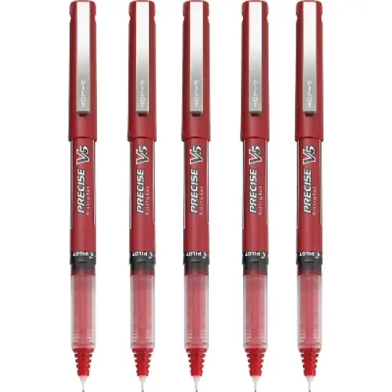 Pilot Precise V5 Rollerball Pens Extra Fine Point Red Ink 5 Pack (26012) 379739 image {1}