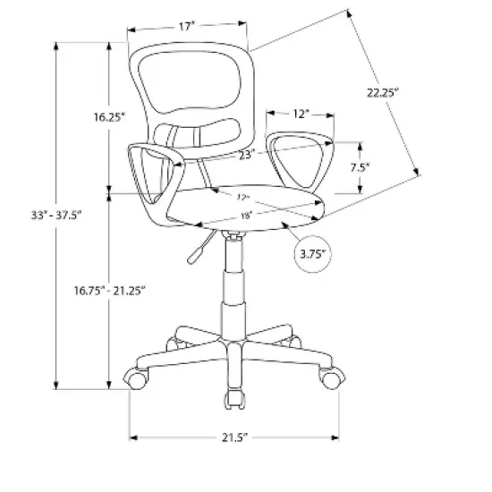 Sapphtopaz Adjustable Office Chair with Wheels, Ergonomic Mesh Swivel Chair with Metal Base and Armrest, Computer Gaming Chair for Office image {6}