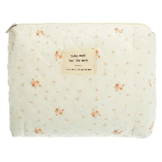 Unique Bargains Durable Medium Quilted Makeup Bag Beige 1 Pc image {3}