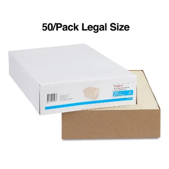 Staples End-Tab Fastener Folders with Reinforced Tabs Legal Size Manila 50/BX 807788 image {2}