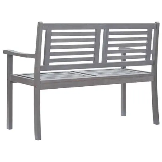 vidaXL 2-Seater Gray Eucalyptus Wood Patio Bench/Loveseat with Anthracite Cushion for Garden, Terrace, Outdoor Living image {3}