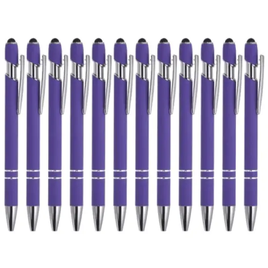 Unique Bargains Metal Black Ink Medium Point 2 in 1 Ballpoint Pen with Screen Touching Tip Style 1 12 Pcs image {14}