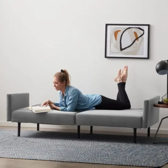Comfort Collection Futon Sofa Bed with Buttonless Tufting - Lucid image {1}