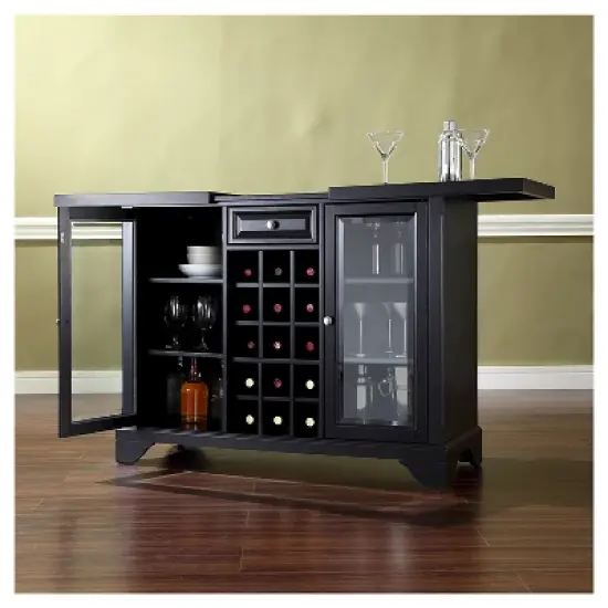 LaFayette Sliding Top Bar Cabinet - Black - Crosley image {7}