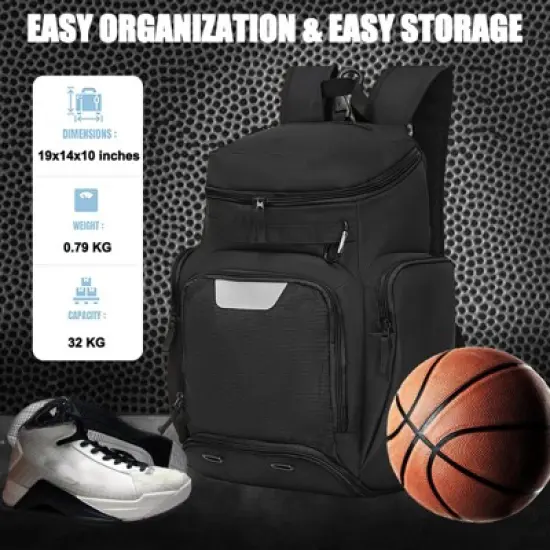Basketball Backpack Large Sports Bag, Gym Bag with Ball Compartment and Shoe Compartment to Store Sports Shoes Water Bottles Laptops image {5}