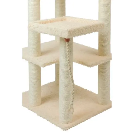 Armarkat Real Wood Cat Tower, Ultra thick Faux Fur Covered Cat Condo House A6902, Beige image {6}