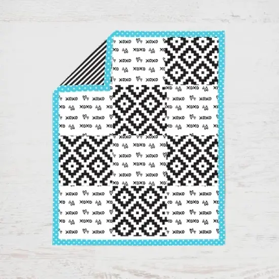 Bacati - Love Aztec Print Black Turquoise 3 pc Crib Bedding Set image {2}