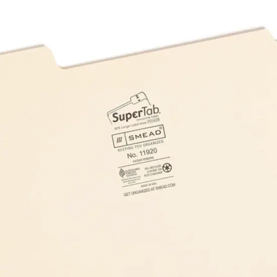 Smead&reg; SuperTab&reg; File Folder, Oversized 1/3-Cut Tab, Letter Size, Manila, Pack of 24 image {2}
