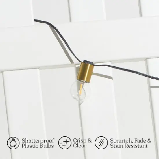 Brightech 12-Bulb LED Glow Antique Brass 1W 26ft 2700K G40 Indoor Outdoor Plug-in Orb and Globe String Lights Clear Bulb Black Wire image {3}