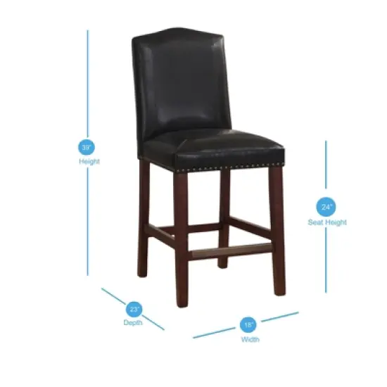 Carteret Brown Leather Counter Stool in Espresso - Comfort Pointe  image {7}