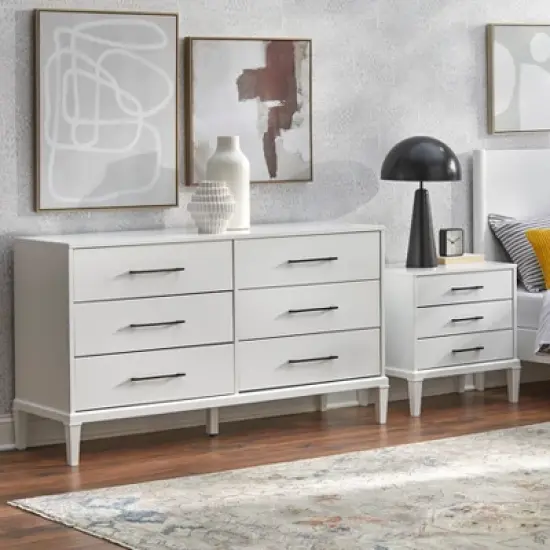 Sussex 3 Drawer Nightstand White - Lifestorey image {3}