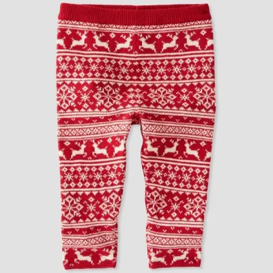 Little Planet by Carter&rsquo;s Baby 2pc Fair Isle Top and Bottom Set - White/Red image {1}