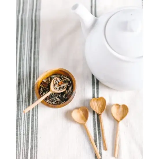 Slickblue Wooden Heart Teaspoon Pair, Hand Carved Olive Wood Coffee and Tea Spoons with Storage Pouch image {2}