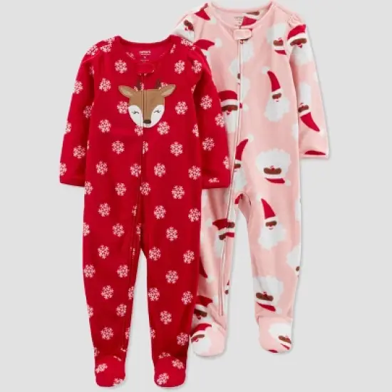 Carter's Just One You&reg; Toddler Snowflake Reindeer/Santa Fleece Footed Pajama image {4}
