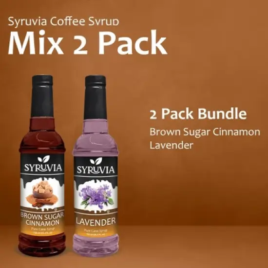 Syruvia Coffee Flavors Variety Pack: Brown Sugar Cinnamon & Lavender 25.4 fl oz Syrup image {5}