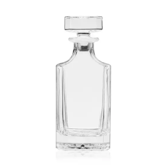 True Clarity Liquor Decanter - Minimal Square Glass Carafe for Whiskey, Gin, Scotch or Liquor with Stopper - 750ml Set of 1 image {7}