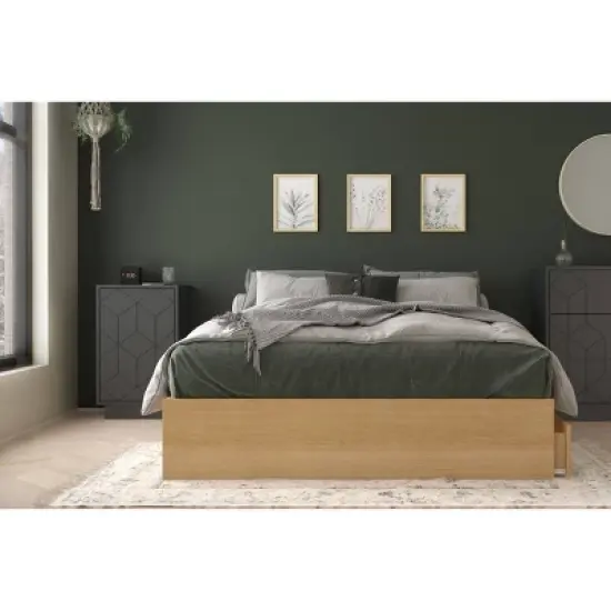 2pc Ballet Bedroom Set Natural Maple/Charcoal Gray - Nexera image {3}