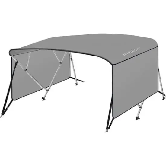 4 Bow Bimini Top Boat Cover with 1" Aluminum Alloy Frame, 600D Marine Grade Fabric, Adjustable Rear Support Poles, Zippered Storage Boot & Heavy Duty image {6}