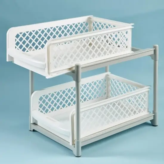 IdeaWorks Sliding Cabinet Baskets - White 9 inch 3 Pieces image {4}