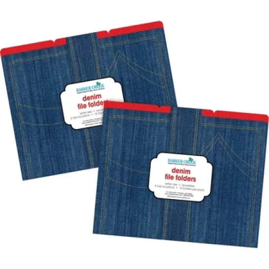 Barker Creek 24pk Denim Letter Size File Folders: Multicolor Cardstock, Top Tab, 50 Sheet Capacity, 15"x9" image {2}
