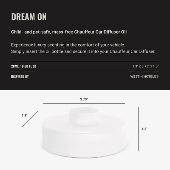 Hotel Collection Chauffeur Smart Car Diffuser Oil - Dream On - Premium Car Air Freshener Cartridge - White Tea, Sweet Vanilla & Earthy Cedar image {2}