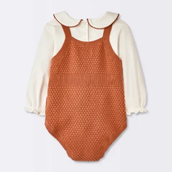 Baby Girls' 2pc Sweater Romper Set - Cloud Island&trade; Brown image {1}