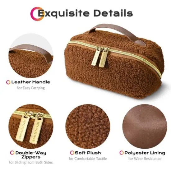 Byootique Plush Makeup Bag Open Flat Travel Toiletry Accessories Case Organizer image {3}