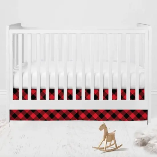 Bacati - Lumberjack Red Black Gray 4 pc Crib Bedding Set with Diaper Caddy image {5}